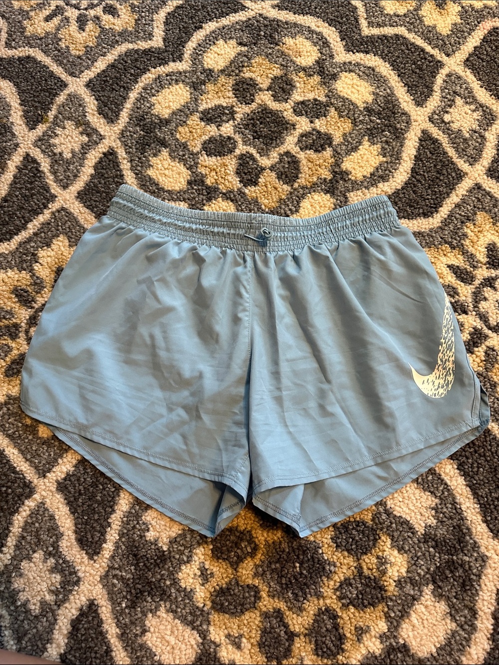 Nike Women's Dusty Blue Athletic Running Shorts with Swoosh